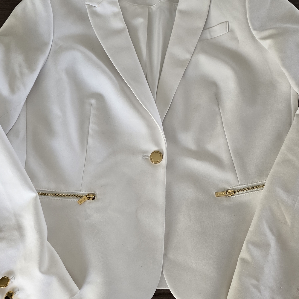 Calvin Klein White Blazer with Gold Details Office Business Workwear Size 14P - Picture 4 of 10